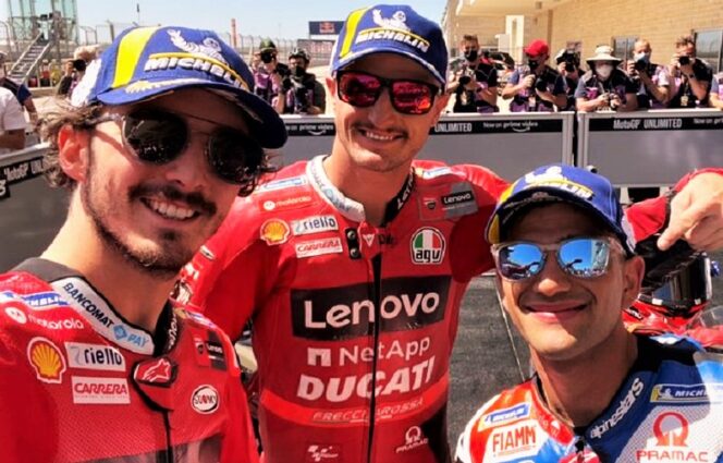  Pole postion MotoGP AS dipegang Jorge Matin, sementara sesama pembalap pabrikan Ducati Jack Miller dan Francesco Bagnaia menempati grid kedua dan tiga. (Foto: twitter.com/ducaticorse).*