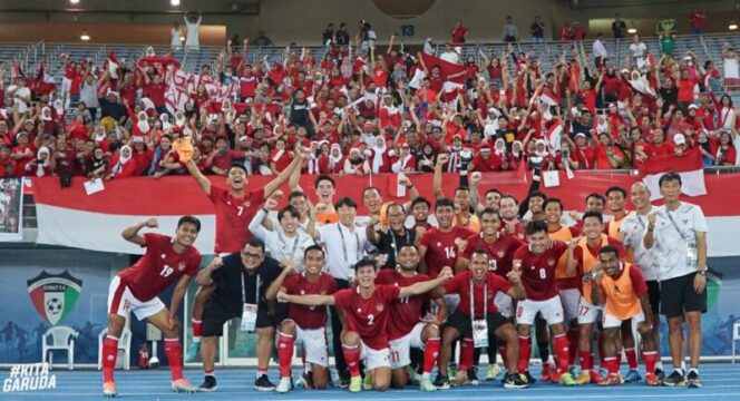  Timnas Indonesia usai mengalahkan Kuwait 2-1 pada pertanding Grup-A di Kuwait City, Kamis (9/6/2022) dinihari WIB. (Foto: PSSI).*