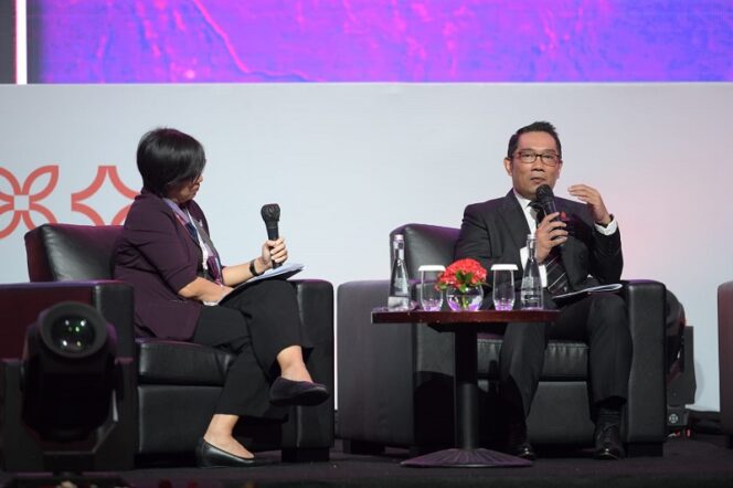  Gubernur Jawa Barat Ridwan Kamil menjadi pembicara pada pembukaan U20 Mayor Summit 2022 di Fairmont Hotel, Jakarta, Selasa (30/8/2022). (Foto: Biro Adpim Jabar).*